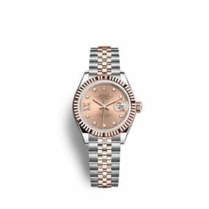Rolex Lady-Datejust 28 Stainless Steel / Rose Gold / Fluted / Rose - Diamond / Oyster 279171-0027