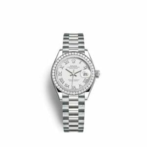 Rolex Lady-Datejust 28 White Gold - Diamond / President / White - Roman 279139RBR-0013