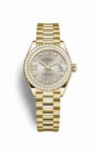 Rolex Lady-Datejust 28 Yellow Gold Diamond / President / Silver Diamond 279138rbr-0001