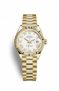 Rolex Lady-Datejust 28 Yellow Gold Fluted / President / White Roman 279178-0029