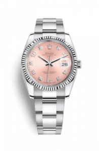 Rolex Oyster Perpetual Date 34 Stainless Steel Fluted / Oyster / Pink Arabic 115234-0009