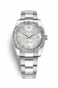 Rolex Oyster Perpetual Date 34 Stainless Steel Fluted / Oyster / Silver 115234-0005