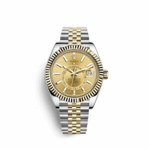 Rolex Sky-Dweller Stainless Steel / Yellow Gold / Champagne / Jubilee 326933-0004