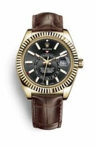 Rolex Sky-Dweller Yellow Gold / Black / Alligator 326138-0008