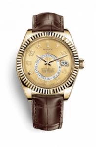Rolex Sky-Dweller Yellow Gold / Champagne Arabic / Alligator 326138-0004