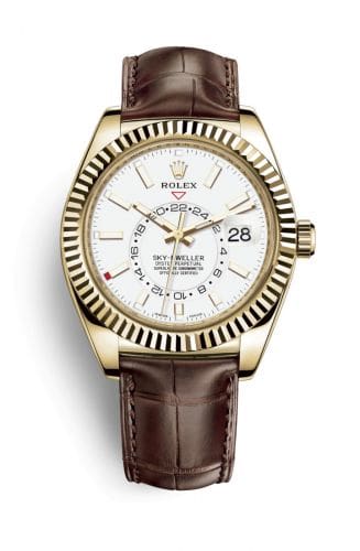 Rolex Sky-Dweller Yellow Gold / White / Alligator 326138-0010