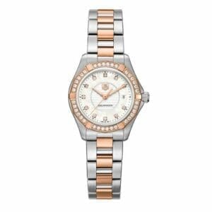 TAG Heuer Aquaracer 300M Quartz 27 Stainless Steel / Rose Gold / Diamond / Silver / Bracelet WAP1452.BD0837