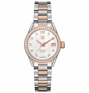 TAG Heuer Carrera Calibre 9 28 Stainless Steel / Rose Gold / Diamond / MOP - Diamond / Bracelet WAR2453.BD0777
