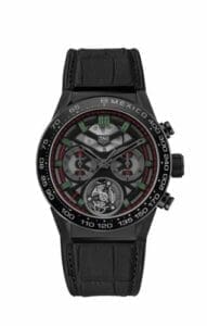 TAG Heuer Carrera Calibre Heuer 02T 45 Chronograph Tourbillon Titanium / Ceramic / Alligator / Mexico CAR5A8V.FC6377