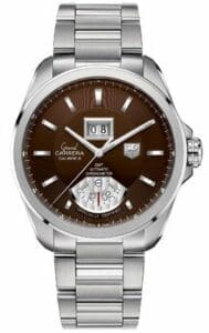 TAG Heuer Grand Carrera Calibre 8 RS Grande Date GMT Stainless Steel / Brown / Bracelet WAV5113.BA0901