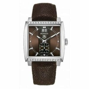 TAG Heuer Monaco Quartz Big Date Stainless Steel / Diamond / Brown / Galuchat WAW1316.EB0025