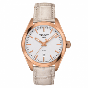 Tissot PR 100 Quartz 33 Rose Gold PVD / Silver / Strap T101.210.36.031.00