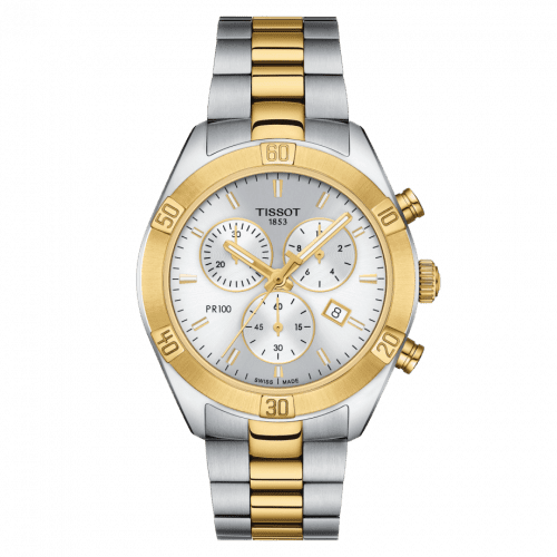 Tissot PR 100 Sport Chic Chronograph 38 Stainless Steel - Yellow Gold / Silver / Bracelet T101.917.22.031.00