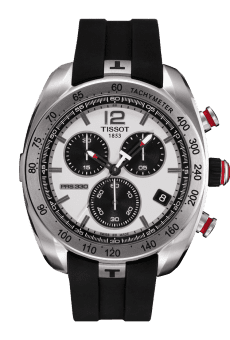 Tissot PRS 330 Quartz Chronograph 44 Stainless Steel / Silver / Rubber T076.417.17.087.00