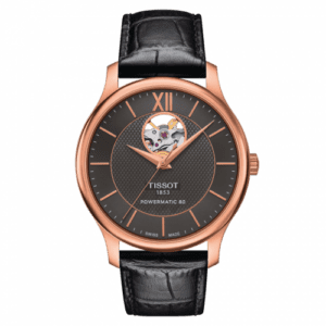Tissot Tradition Powermatic 80 Open Heart 40 Rose Gold / Grey / Strap T063.907.36.068.00