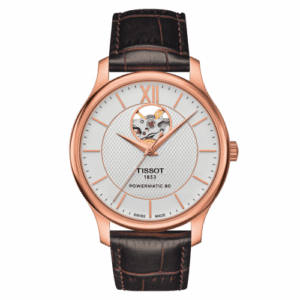 Tissot Tradition Powermatic 80 Open Heart 40 Rose Gold / Silver / Strap T063.907.36.038.00