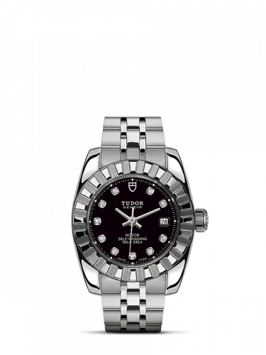 Tudor Classic 28 Stainless Steel / Fluted / Black-Diamond / Bracelet 22010-0012