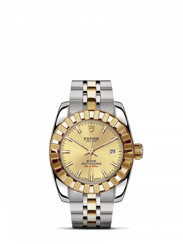 Tudor Classic 28 Stainless Steel / Yellow Gold / Fluted / Champagne / Bracelet 22013-0002
