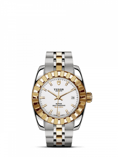 Tudor Classic 28 Stainless Steel / Yellow Gold / Fluted / White / Bracelet 22013-0004
