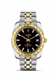 Tudor Classic 38 Stainless Steel / Yellow Gold / Fluted / Black / Bracelet 21013-0003
