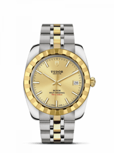 Tudor Classic 38 Stainless Steel / Yellow Gold / Fluted / Champagne / Bracelet 21013-0002