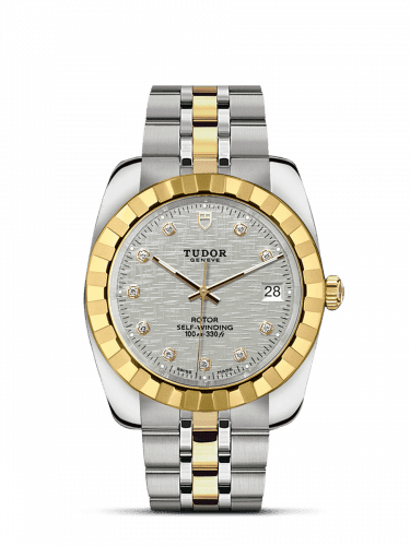 Tudor Classic 38 Stainless Steel / Yellow Gold / Fluted / Silver-Diamond / Bracelet 21013-0009