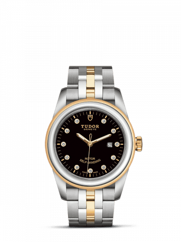 Tudor Glamour Date 31 Stainless Steel / Yellow Gold / Black-Diamond / Bracelet 53003-0008