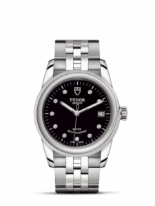 Tudor Glamour Date 36 Stainless Steel / Black-Diamond / Bracelet 55000-0008