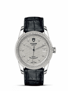 Tudor Glamour Date 36 Stainless Steel / Diamond / Jacquard Silver-Diamond / Strap 55020-0060