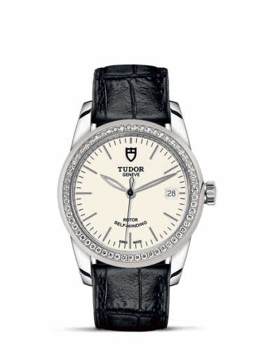 Tudor Glamour Date 36 Stainless Steel / Diamond / Opaline / Strap 55020-0099