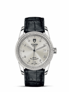 Tudor Glamour Date 36 Stainless Steel / Diamond / Silver-Diamond / Strap 55020-0058