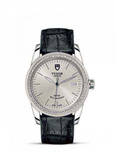 Tudor Glamour Date 36 Stainless Steel / Diamond / Silver / Strap 55020-0057