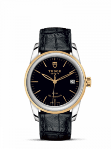 Tudor Glamour Date 36 Stainless Steel / Yellow Gold / Black / Strap 55003-0029