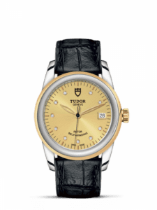 Tudor Glamour Date 36 Stainless Steel / Yellow Gold / Champagne-Diamond / Strap 55003-0051