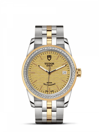 Tudor Glamour Date 36 Stainless Steel / Yellow Gold / Diamond / Jacquard Champagne / Bracelet 55023-0027