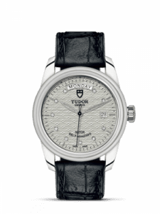 Tudor Glamour Day + Date Stainless Steel / Jacquard Silver-Diamond / Strap 56000-0038