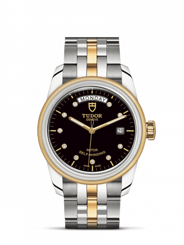Tudor Glamour Day + Date Stainless Steel / Yellow Gold / Black-Diamond / Bracelet 56003-0008