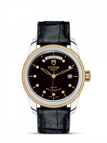 Tudor Glamour Day + Date Stainless Steel / Yellow Gold / Black-Diamond / Strap 56003-0045
