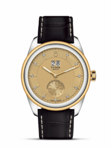 Tudor Glamour Double Date Stainless Steel / Yellow Gold / Champagne-Diamond / Strap 57103-0024