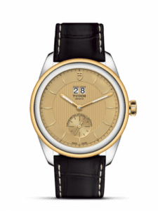 Tudor Glamour Double Date Stainless Steel / Yellow Gold / Champagne/ Strap 57103-0021