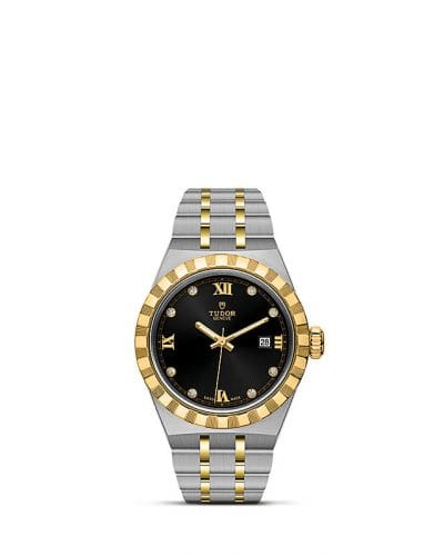 Tudor Royal Date 28 Stainless Steel / Yellow Gold / Black - Diamond 28303-0005