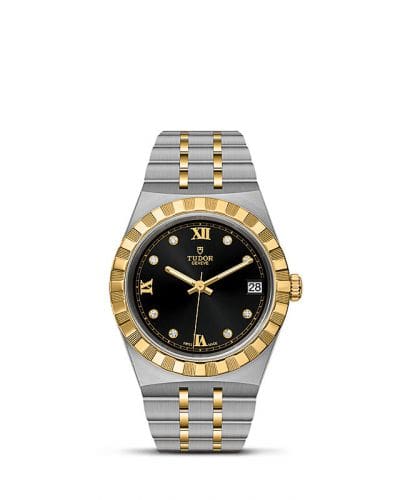 Tudor Royal Date 34 Stainless Steel / Yellow Gold / Black - Diamond 28403-0005