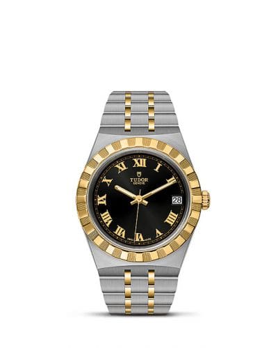 Tudor Royal Date 34 Stainless Steel / Yellow Gold / Black - Roman 28403-0003