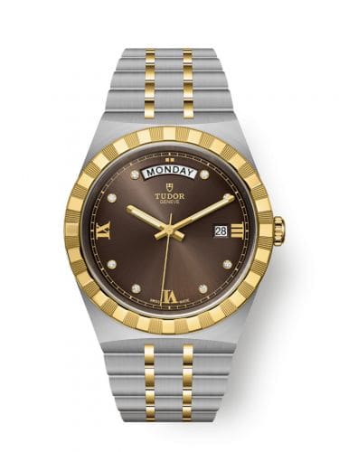 Tudor Royal Day-Date 41 Stainless Steel / Yellow Gold / Chocolate - Diamond 28603-0008
