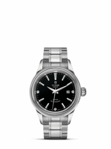 Tudor Style 28 Stainless Steel / Black-Diamond / Bracelet 12100-0004