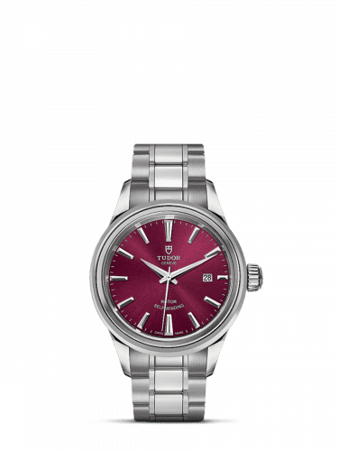 Tudor Style 28 Stainless Steel / Burgundy / Bracelet 12100-0011