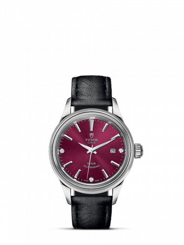 Tudor Style 28 Stainless Steel / Burgundy-Diamond / Strap 12100-0016