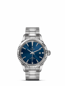 Tudor Style 28 Stainless Steel / Fluted / Blue-Diamond / Bracelet 12110-0017
