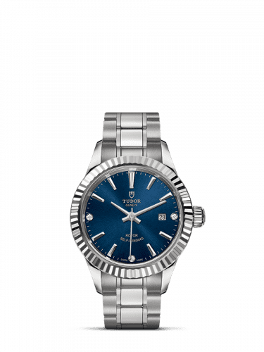 Tudor Style 28 Stainless Steel / Fluted / Blue-Diamond / Bracelet 12110-0017