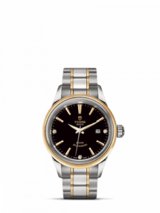 Tudor Style 28 Stainless Steel / Yellow Gold / Black-Diamond / Bracelet 12103-0006